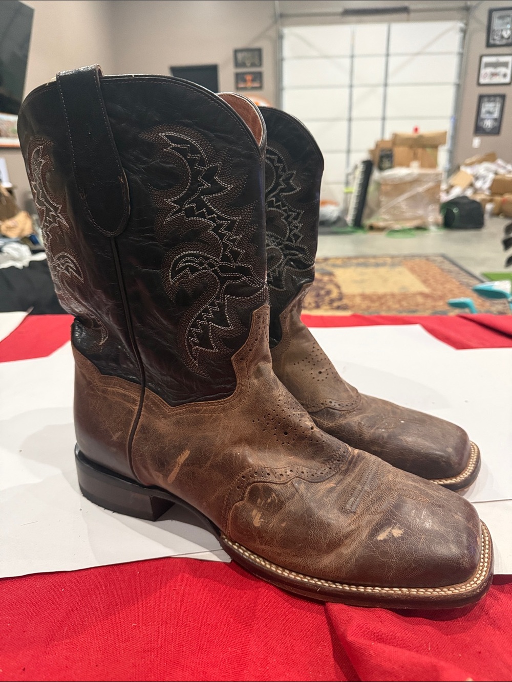 Dan Post Two-Tone Brown and Black Western Boots